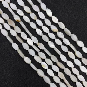Cuentas de concha natural en forma de marquesa con brillo nacarado para bisutería DIY