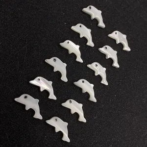 Set aus 12 Delphin-Perlen aus natürlichem Perlmutt für DIY-Schmuckherstellung