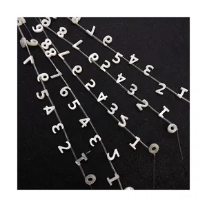 Natural white shell number beads for DIY necklaces with high contrast black engravings