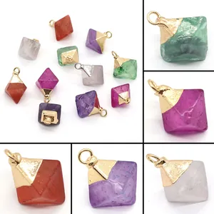 Pendentif en Pierre Naturelle Cristal Forme Pyramidale Diamant Pour Fabrication de Bijoux DIY Collier Boucles d'Oreilles