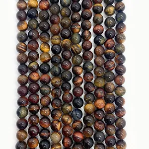Natural Tiger Eye Stone Round Loose Beads Polished Gemstone For DIY Jewelry Making Bracelet Necklace Accessory Gift