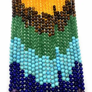 Natural Stone Round Beads Lapis Lazuli Tiger Eye Turquoise Agate Loose Beads For DIY Jewelry Making Bracelet Necklace