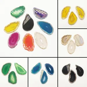Ciondolo a Fetta di Agata Naturale Irregolare Senza Catena Per Creazione Gioielli Fai da Te Ciondoli a Lastra Minerale Lucidati