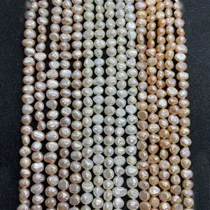 Close-up of natural freshwater pearls in white, pink and champagne for DIY jewelry