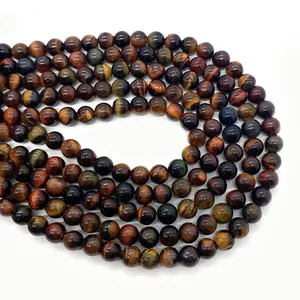 Natural gold and red tiger eye stone round beads for DIY jewelry bracelet making
