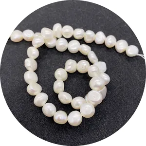 Brins de perles d'eau douce naturelles blanches pour la fabrication de bijoux baroques