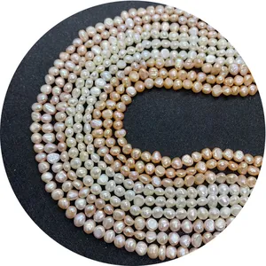 Natural freshwater pearl strands in white and pink tones for DIY jewelry making