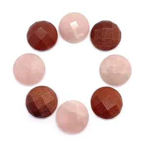 Faceted rose quartz and gold sandstone 25mm round gemstones for jewelry making