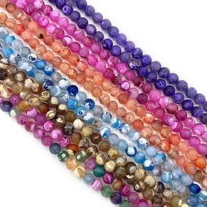 Natuurlijke vuuragaat ronde kralen voor DIY sieraden in levendige gemengde kleuren