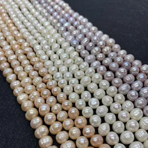 Grade A Natural Freshwater Pearl Loose Beads For DIY Necklace Bracelet Making Accessory White Pink Purple Color Strand