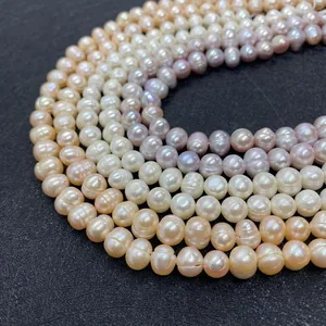 Natural freshwater pearl strands in white pink and purple for DIY jewelry making