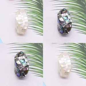 Natural Sea Shell Mosaic Abalone Mother of Artificial Pearl Loose Beads Irregular Oval Straight Hole DIY Jewelry Making Beads For Necklace