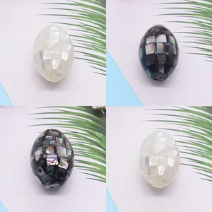 Natural Shell Mosaic Oval Loose Beads Mother Of Artificial Pearl Abalone Shell Components For DIY Jewelry Necklace Craft Accessories