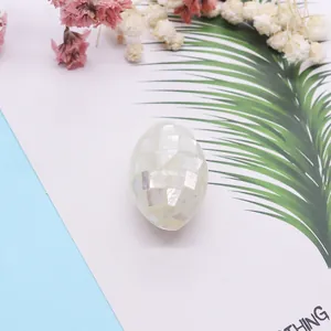 Oval natural white shell mosaic beads for DIY jewelry necklaces with rainbow luster