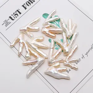 Natural white baroque pearls with iridescent luster for DIY jewelry making and pendants