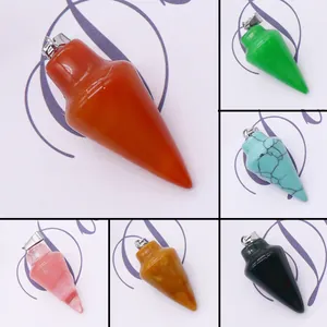 Natuursteen Kogelvorm Zeshoekige Punt Alleen Hanger Zonder Ketting Voor Sieraden Maken DIY Ketting Helende Kristallen Steen Hanger Unisex Sieraden Accessoires