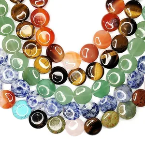 Mix of 6x16mm natural stone round loose beads with tiger eye for DIY jewelry making