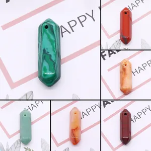 Pendentif Colonne Hexagonale en Pierre Naturelle pour Accessoires de Fabrication de Bijoux de Collier DIY Breloques en Cristal de Prisme Poli
