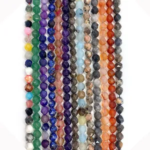 Perline Sfuse in Cristallo Turchese Agata Striata Sfaccettata Naturale per Accessori per Gioielli Fatti a Mano Fai-da-te Collane Braccialetti
