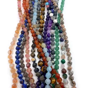 Faceted natural striped agate beads 6mm 8mm 10mm for DIY jewelry making and loose gemstones