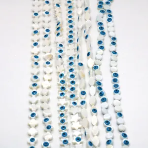Künstliche Perles en Vrac en Coquille de Nacre Naturelle Mauvais Œil pour Création de Bijoux DIY Étoile Fleur Marquise Forme Ronde Breloques pour Collier Bracelet Artisanat