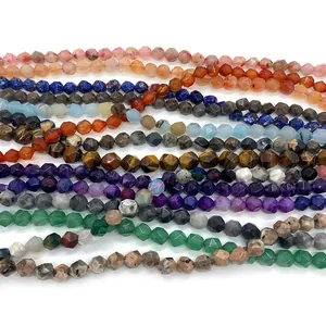 Faceted natural agate and quartz crystal gemstone beads for DIY jewelry making