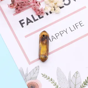 Pendentif hexagonal en pierre œil de tigre poli avec éclat soyeux naturel pour bijoux DIY