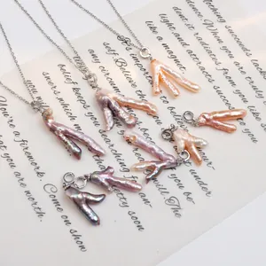 Ciondolo a Forma di Artiglio di Pollo in Perla Barocca e Madreperla Con Chiusura in Argento Sterling 925 Forma a Ramo di Corallo Gioielli DIY