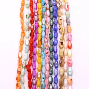 Natuurlijke Schelpkralen Rijstvorm Geverfd Ovaal Losse Kralen Voor DIY Ketting Armband Sieraden Maken Barok Accessoires