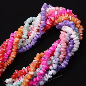 Brins de perles de nacre naturelles irrégulières colorées pour création bijoux