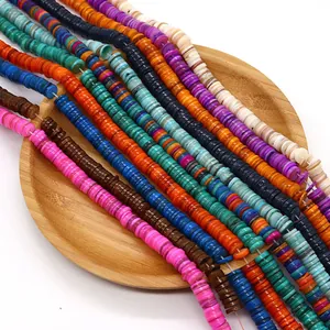 Fili di perline heishi in conchiglia naturale colorata per creazione di gioielli fai da te