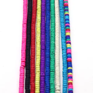 Natuurlijke Lavasteen Geverfde Heishi Kralen Platte Ronde Tussenkralen Voor DIY Ketting Armband Sieraden Maken Handgemaakte Accessoires