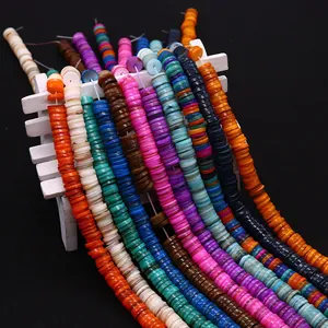 Perline heishi colorate in conchiglia naturale per creazione di gioielli fai-da-te