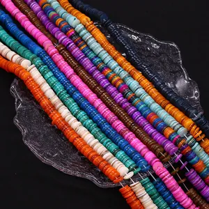 Perline di conchiglia piatte e tonde colorate per creazione di collane e gioielli DIY