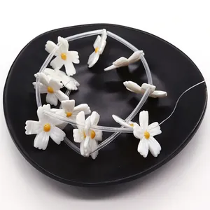 25 mm Sonnenblumenperlen aus Muschel für DIY-Halsketten und Schmuckherstellung
