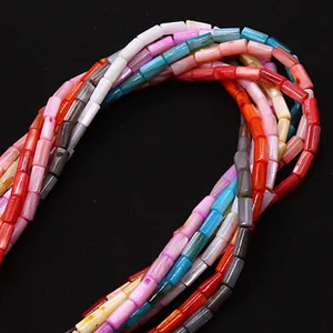 Perline cilindriche colorate in conchiglia naturale per la creazione di collane DIY