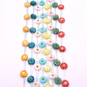 Natural Freshwater Shell Dyed Daisy Flower Loose Beads For Jewelry Making DIY Necklace Bracelet Accessories 6-12mm