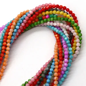 Perle tonde colorate in occhio di gatto per la creazione di collane di gioielli DIY