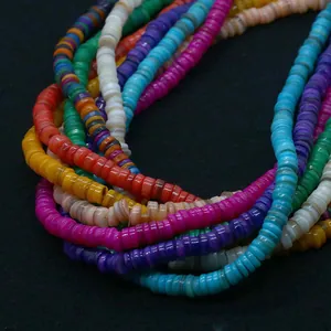 Fili di perline Heishi in conchiglia naturale colorata per creazione gioielli fai-da-te