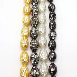 Natürliche Meeresschnecke Mosaik Oval Lose Perlen DIY Schmuckherstellung Zubehör Abalone Weiß Gelb Schwarz Perlen Für Halskette Armband
