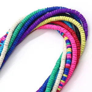 Kleurrijke platte ronde heishi kleikralen strengen voor DIY-sieraden en kettingen