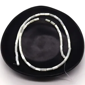 Perles cylindriques en nacre naturelle pour la création de colliers de bijoux DIY