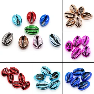 Electroplated Natural Cowrie Shell Beads Conch Shape Metallic Loose Beads For DIY Necklace Bracelet Jewelry Making Baroque Accessories