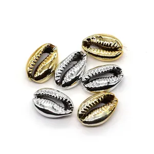 Metallische Gold- und Silber-Kaurimuschel-Anhänger für DIY-Schmuck und Halsketten