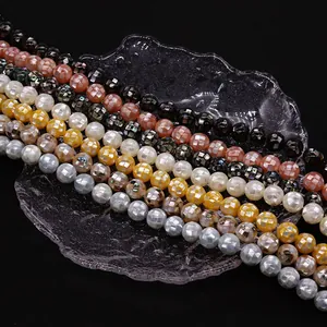 Perline a mosaico in conchiglia naturale con trama sfaccettata per gioielli DIY