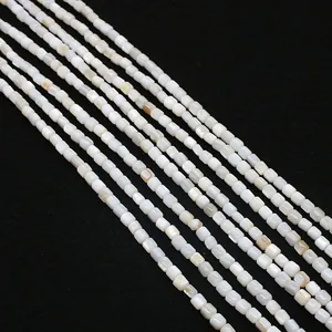 Natuurlijke witte schelp vierkante kralen voor DIY sieraden op zwarte achtergrond