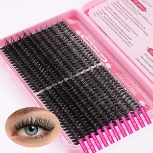 Kit d'extensions de cils individuels 3D+80D avec longueurs mixtes 8-18mm en boîte rose