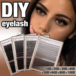 DIY cluster eyelash extension kit with 10D-100D volume and 10-18mm length variety
