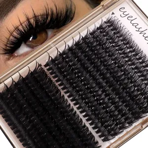 300 clusters of dense D-curl false eyelashes set with a natural eye makeup effect