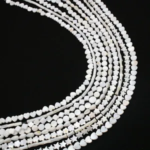 Natuurlijke witte zoetwaterschelp kralen in ster hart en bloemvorm voor DIY sieraden
